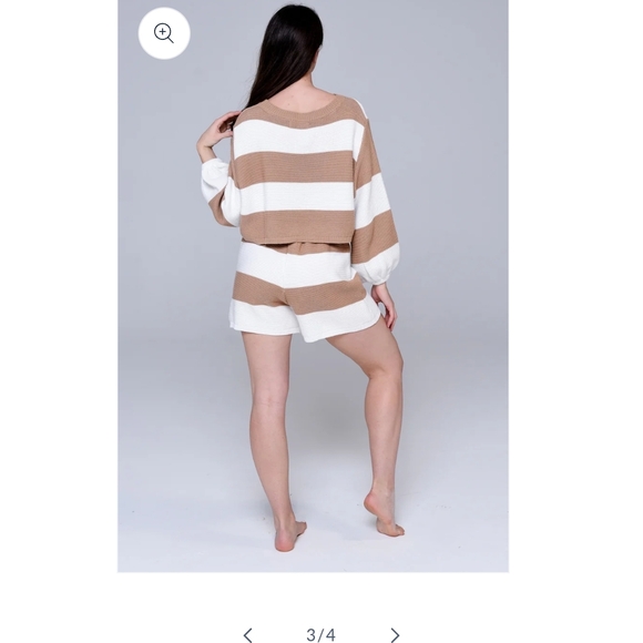 Lucca, Striped Tan and White Sweater Set - Picture 2 of 9
